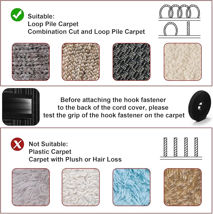 Soft PVC Cord Covers - 8.2ft Self-Adhesive Floor Cable Cover Cord Hider, Gray