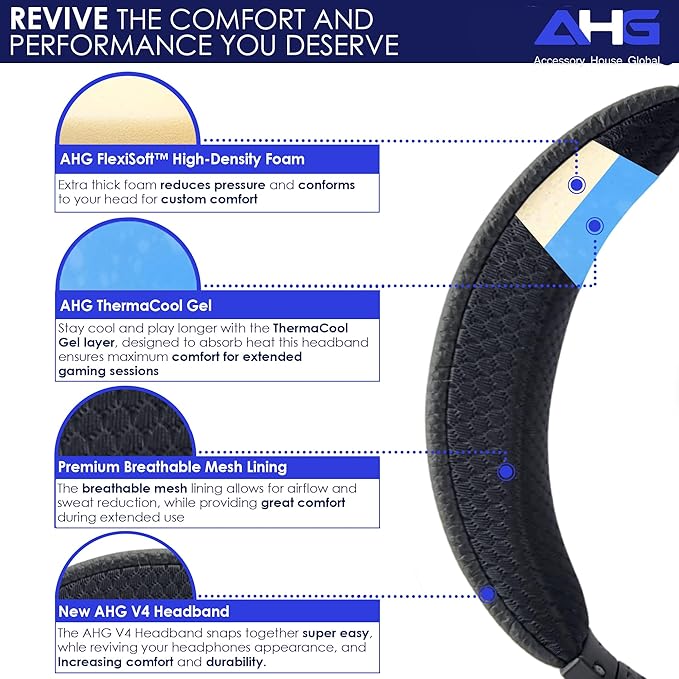 quietcomfort QC35 ii QC35 cool gel headband cushion cover. Compatible with Bose QuietComfort 2023 QC45 QC35 QC35 II QCSE Headphones. Easy DIY Fit | COOLING GEL | EXTRA THICK