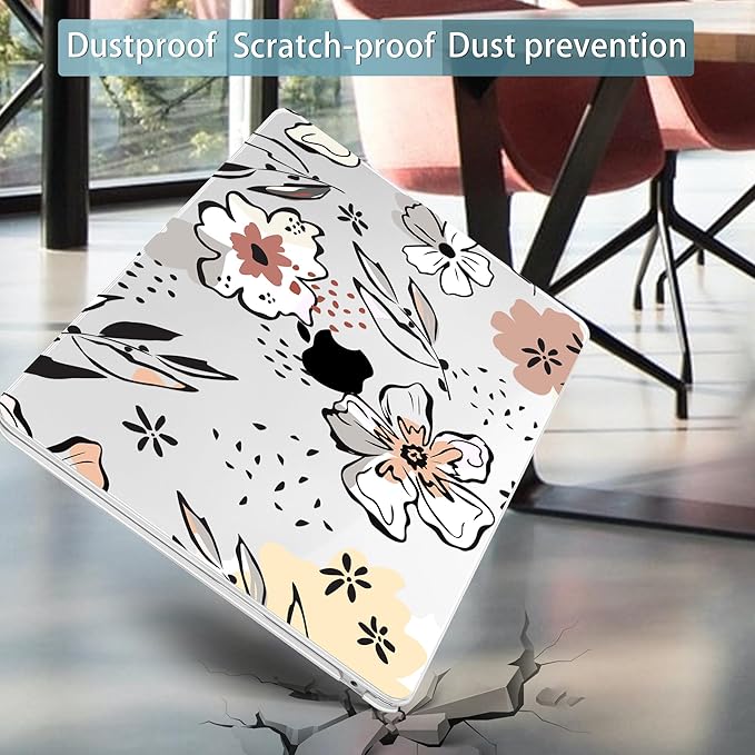 Mektron for 2025 M4 MacBook Air 13.6 Inch A3240 Case Fits 2023 A2681 M2 2024 A3113 M3 Chip with Liquid Retina Display Touch ID, Printed Plastic Hard Shell Cover for MacBook Air 13.6", Floral C383