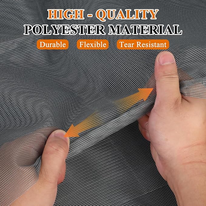 MAGZO Window&Door Screen Replacement Kit, 86" W x 196" L, with Retainer Spline(Total 65.6 FT) and Press-Fit Roller Tool, Polyester Scratch-Proof, Adjustable Mesh for Windows&Doors&DIY Projects, Grey