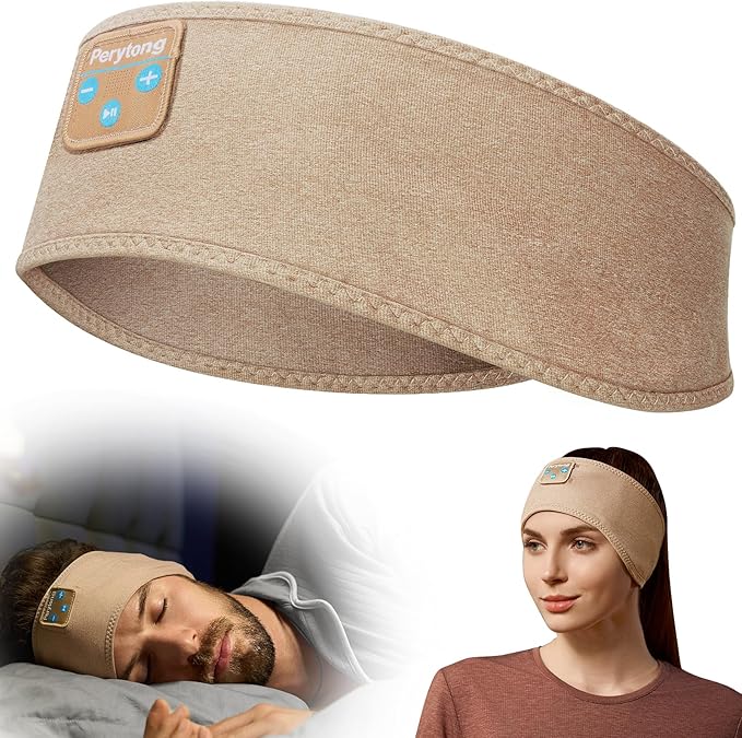 Perytong Sleep Headphones Bluetooth Headband Headphones, Headphone Band Earphones Music Sleeping Eye Mask Earbuds with HD Stereo Speaker for Women Men Teen Sleep Running Cool Gadgets Unique Gifts