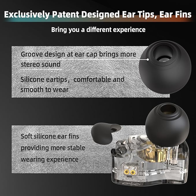 CCZ DC01 Pro Gaming Earbuds, Professional iems for Gaming, Super Bass in Ear Monitor Headphones Wired Earphones with 1DD, Patent Ear fins, Ear tips, for School Student Laptop Podcaster (Cyan with mic)
