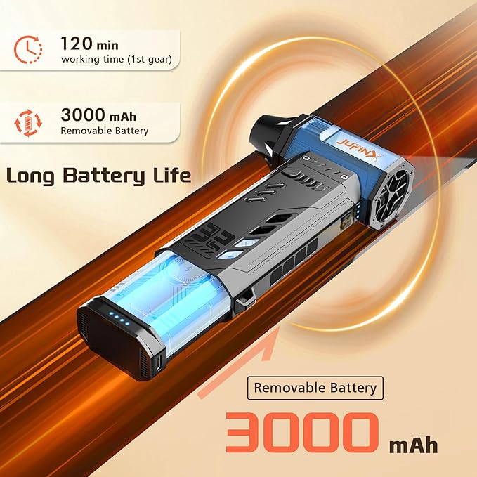 X301 Compressed Air Duster-250000RPM Super Power Electric Air Duster, Replaceable Battery,Long Life mini Blower, 3-Gear Adjustable,4 nozzles for Computer, Keyboard, Outdoors and Car Cleaning