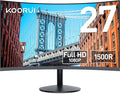 KOORUI 27 Inch Curved Monitor FHD 1080P Display, 75Hz PC Screen, Computer Monitor with HDMI VGA,Tilt Adjustable,1500R, Flick-Free Eye Care