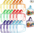 18 Packs Large Toy Storage Bags with Labels, 6 Colors Clear PVC Toy Storage Organizer with Zipper, Waterproof Reuseful Clear Organizer Bags for Building Blocks, Puzzles, Kids Books, Board Game