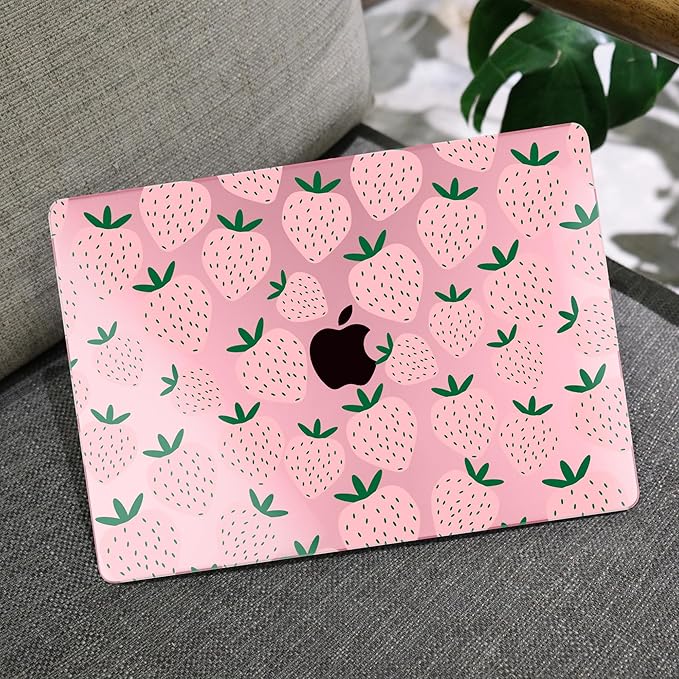 MEEgoodo Case for M4/M3/M2 MacBook Air 13.6 inch Case 2025 2024 2022, Fit Model A3240/A3113/A2681, Laptop Hard Shell with Keyboard Cover Compatible with MacBook Air 13 inch, Minimalist Strawberry