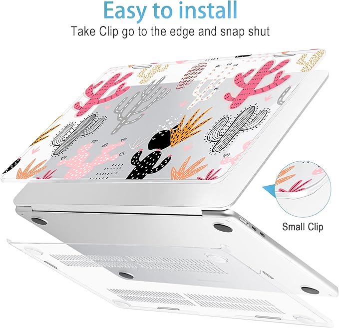 Mektron for 2025 M4 MacBook Air 13.6 Inch A3240 Case Fits 2023 A2681 M2 2024 A3113 M3 Chip with Liquid Retina Display Touch ID, Printed Plastic Hard Shell Cover for MacBook Air 13.6", Colorful Cacti