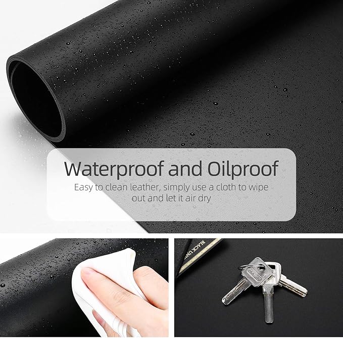 YSAGi Office Desk Pad, Desk Mat, 23.6" x 13.7" Ultra Thin Waterproof PU Leather Desk Blotter, Laptop Leather Desk Pad Protector for Keyboard and Mouse, Dual-Sided Desk Writing Pad for Office(Black)