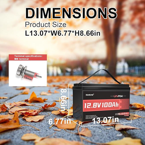 12V 100Ah LiFePO4 Lithium Battery, Built-in 100A BMS Group 31, 6000+ Deep Cycles Rechargeable Battery Ideal For RV, Solar, Off-Grid Systems, Home Energy Storage,Marine
