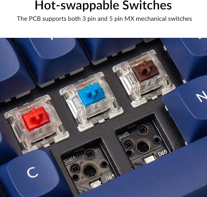 Keychron Q2 Wired Custom Mechanical Keyboard, QMK/VIA Programmable Macro, Full Aluminum, Hot-Swappable Gateron G Pro Blue Switch, 65% Layout Double Gasket Compatible with Mac and Windows - Blue