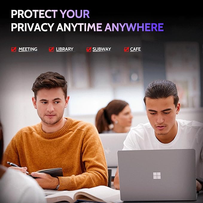 Privacy Screen for 12.4 Inch Surface Laptop Go 3/2/1, MagicSuction™ Removable Anti Spy Black Protector, Glare Blue Light Filter for Microsoft Laptop Computer Monitor