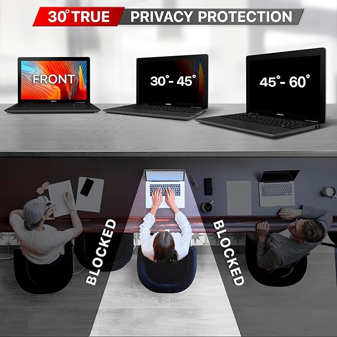 VINTEZ 15.6 Inch 16:9 Privacy Screen for Computer Monitor and Laptop - Anti Glare Protector Film Blue Light Filter Eye Protection - Computer Screen Privacy Shield, [1 Pack]