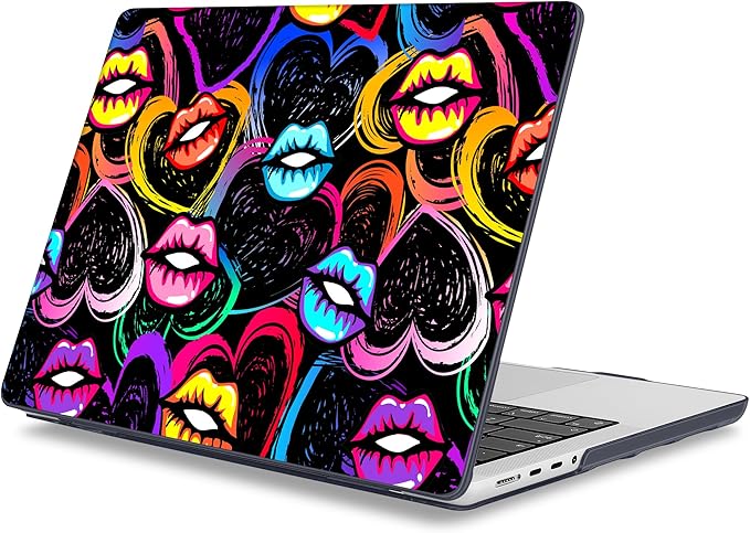 Mektron Case for 2025 MacBook Pro 16" M4 A3403 A3186 M3 A2991 M2 A2780 M1 A2485 (2021/2023/2024) Pro/Max with Touch ID, Hard Shell Plastic Laptop Cover Keyboard Cover Screen Protector, Colorful Lips