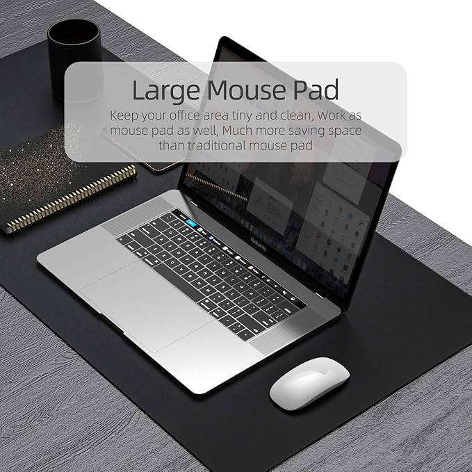 YSAGi Desk Pad, Desk Mat, 31.5" x 15.7" Laptop Leather Desk Pad Protector, Large Leather Desk Blotter for Keyboard and Mouse, Waterproof Desk Writing Pad for Office and Home (31.5" x 15.7", Black)