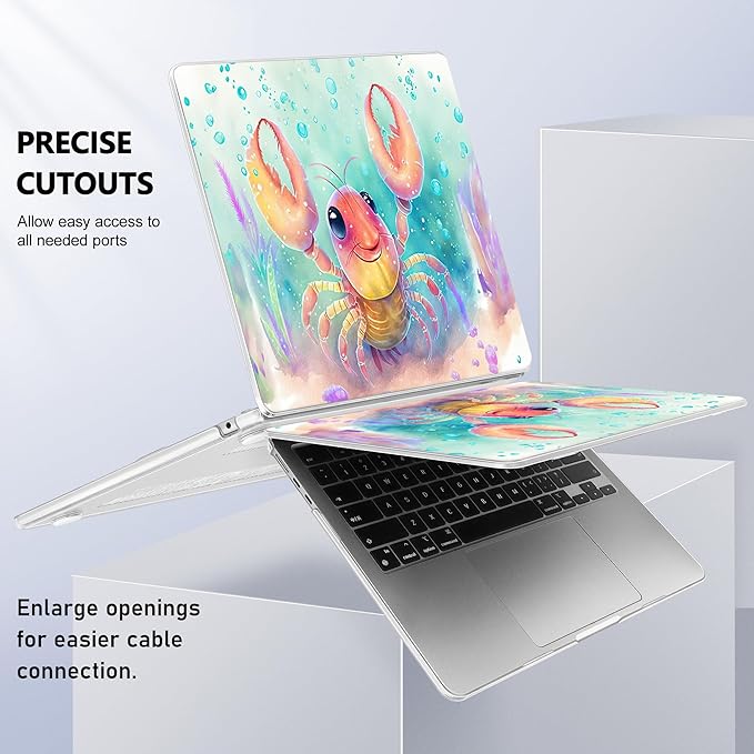 Case for MacBook Air 15 Inch 2025 2024 2023 Release M4 A3241 M3 A3114 M2 A2941, Hard Shell with Screen Protector & Keyboard Cover, Compatible with Touch ID, Shrimp