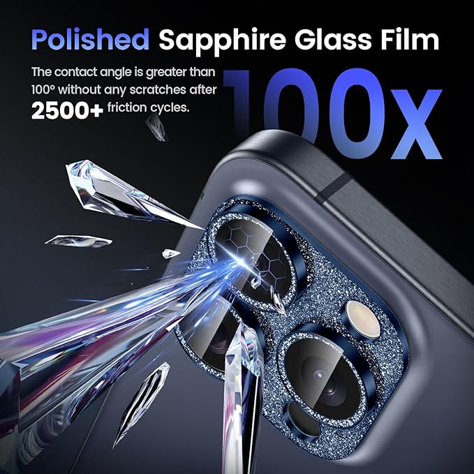 Tensea for iPhone 16 Pro/iPhone 16 Pro Max/iPhone 15 Pro/iPhone 15 Pro Max Camera Lens Protector, Metal Aluminum Alloy Tempered Glass Cover Camera Screen Protector Accessories, Case Friendly