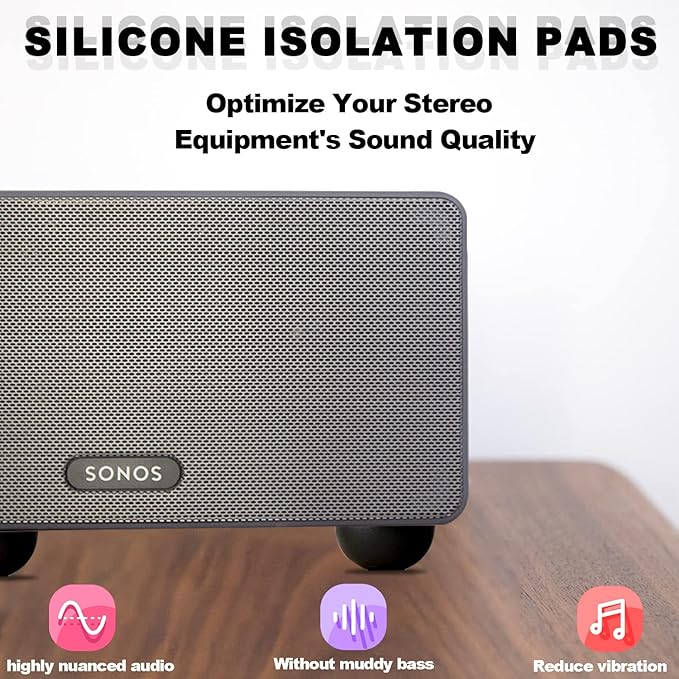 1.25" Silicone Hemisphere Bumpers Isolation Feet Rubber Non-Skid Speaker Pads with Adhesive Record Player Audio Isolation Pads for Small Speaker Spikes,Turntable,Amplifiers,Subwoofer,Monitors,Decks