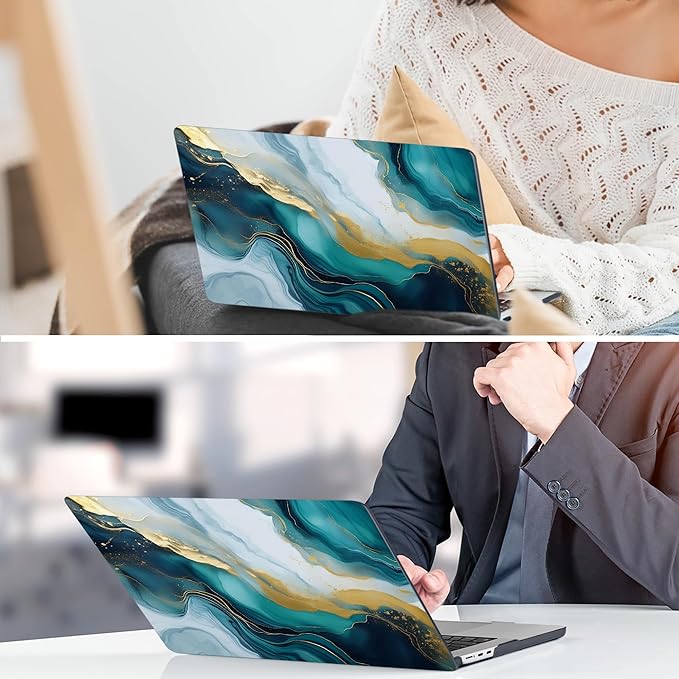 TWOLSKOO Compatible with M4 MacBook Air 15 inch Case 2025-2023 Released Model M4 A3241 M3 A3114 M2 A2941, Plastic Hard Shell & Screen Protector & Keyboard Cover & Type C Adapter, Graphite Marble