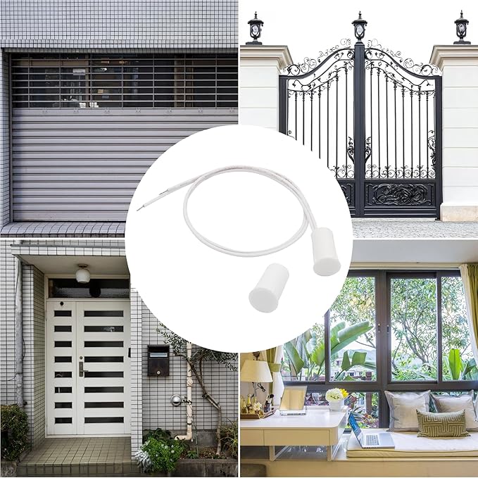 2PCS Recessed Wired Security Window Door Contact Sensor, Normally Closed NC, Door Alarm Magnetic Reed Switch with 2 Wire, ABS White, RC-33