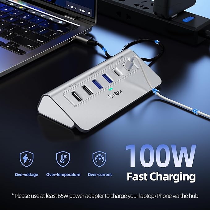 USB C Hub, 10-in-1 USB Docking Station, Aluminum USB to Ethernet Adapter with 4K HDMI, PD 100W, 1Gbps Ethernet, USB-C and 2 USB A 3.0 5Gbps, 2 USB 2.0, SD/TF Slot for MacBook Air/Pro, iPad