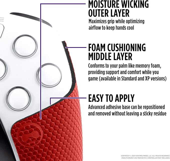 KontrolFreek Performance Grips for PlayStation 5 (PS5) Controller (Inferno Red)