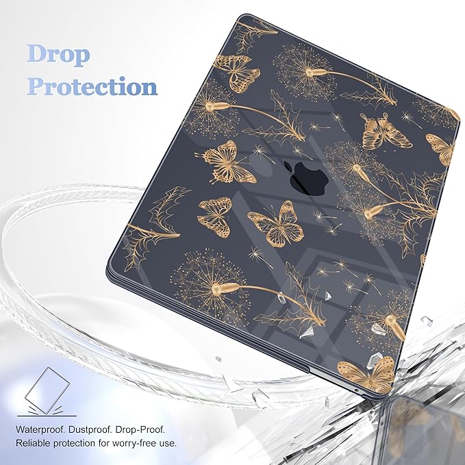 Case for MacBook Pro 13 inch with/Without Touch Bar (2016-2022, M2 A2338 M1 A2289 A2251 A2159 A1989 A1706 A1708), Hard Shell + Keyboard Cover + Dust Plug, Butterflies