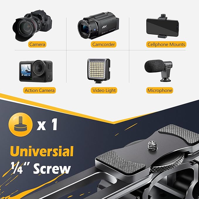 Zeadio Camera Video Rig Cage, Aluminum Filmmaking Movie Making Kit with Top Handle & Arca Type Base, Compatible with All DSLR Camera and Camcorder