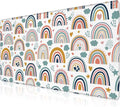 Mouse Pad, Large Boho Rainbow Desk Mat, Extended Non-Slip Gaming Keyboard Mousepad Desk Pad, Thick Stitched Edges Waterproof Mouse Mat 31.5"x15.7" (Scandi Rainbow and Stars Clouds)