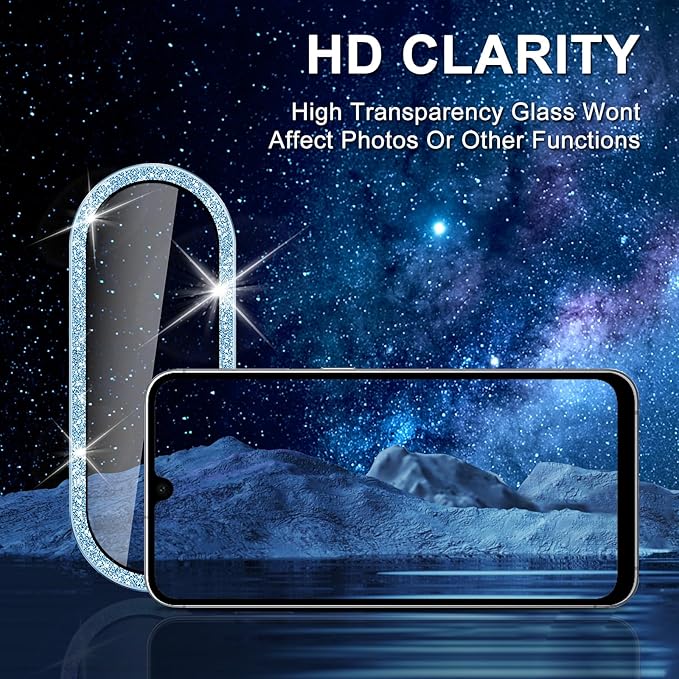 for Samsung Galaxy A26/A36/A56 Camera Lens Protector, Individual Metal Ring Tempered Glass Lens Cover, [Strong Adsorption] Scratch Resistant Ultra-Thin HD Clear Lens Cover, 1 Set-Blue