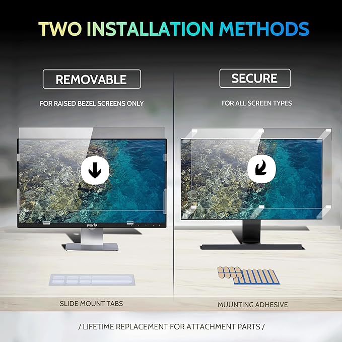 [2-Pack] 21.5 Inch Privacy Screen for Computer Monitor 16:9 Aspect Ratio, Eye Protection Anti Blue Light Glare Shield, 21.5inch Removable Black Blackout Anti Spy Desktop Security Private Filter