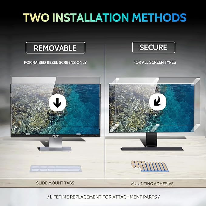 [2 Pack] 25 Inch Privacy Screen for Computer Monitor 16:9 Aspect Ratio, Eye Protection Anti Blue Light Glare Shield, 25inch Removable Black Blackout Anti Spy Desktop Security Private Filter