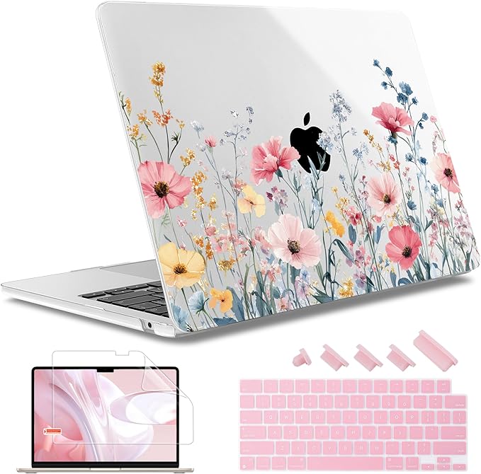May Chen for MacBook Air 13.6 Inch Case 2025/2024/2023/2022 Release (Model A2681 A3113 A3240, M2 M3 M4 Chip) – Hard Shell Laptop Cover with Keyboard Cover & Screen Protector，Wildflower
