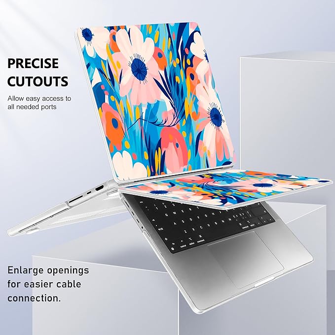 for MacBook Pro 16 inch Case 2021 2022 2023 2024 Release A3186 A3403 M4 A2991 M3 A2780 M2 A2485 M1 Pro/Max, Hard Shell Case with Screen Protector & Keyboard Cover, Ornament