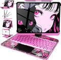 Intermerge Clear Keyboard Case for iPad Air 11" (M3/M2, 2025/2024), Air 5th/4th, Pro 11" 2022-2018, 360° Swivel Multi-Touch Trackpad, 7-Color Backlit, Pencil Holder, Type-C, Blush Pulse