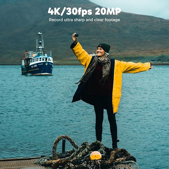 AKASO EK7000 Pro 4K30fps Action Camera with Touch Screen EIS 131ft Waterproof Underwater Camera Remote Control 5X Zoom with Helmet Accessories Kit (with 128GB MicroSD Card)