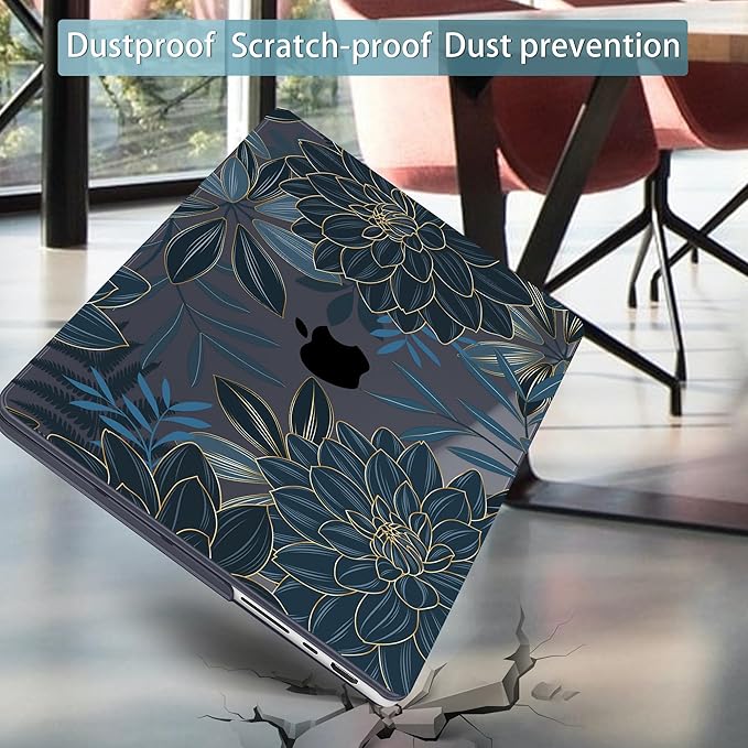 Mektron Case for MacBook Pro 16" M4 A3403 A3186 M3 A2991 M2 A2780 M1 A2485 (2021/2023/2024) Pro/Max with Touch ID, Hard Shell Plastic Laptop Cover Keyboard Cover Screen Protector, Dahlia Flower C035