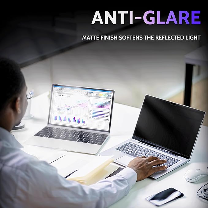 Privacy Screen for MacBook Air 15 Inch (2023-2025, M2, M3, M4)- A2941 A3114 A3241, MagicSuction™ Removable Anti Spy Black Protector, Glare Blue Light Filter for Mac Laptop Computer