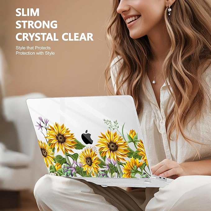 for MacBook Pro 16 inch Case 2019 2020 Release Model A2141, Plastic Hard Shell Cover with Keyboard Cover & Screen Protector for MacBook Pro 16 inch with Touch Bar & Touch ID, Sunflowers