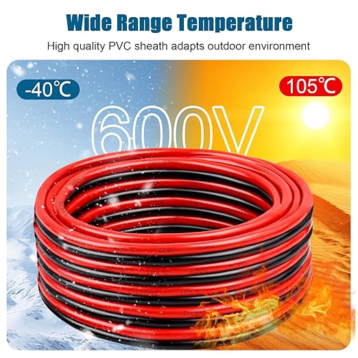 10 Gauge Wire 2 Conductors Copper Wire, 10 AWG Battery Cable Oxygen Free Copper Wire for Solar Panel, Automotive, Trailer, RV and Speaker (10 Gauge 30FT)