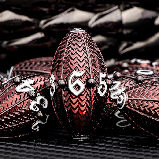 ARUOHHA DND Metal Dice Black Red Dragon Egg Dice with Rotating Dragon Egg Shell, Role Playing Game RPG Polyhedral D and D Dice Set D20 D12 D10 D8 D6 D4