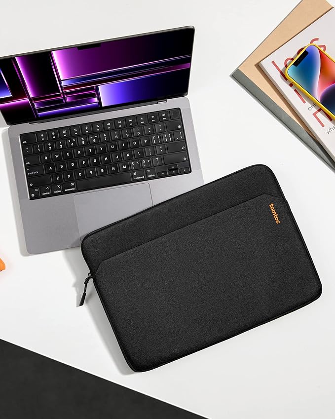 tomtoc Slim Laptop Sleeve for 14-inch MacBook Pro M4/M3/M2/M1 Pro/Max 2024-2021, Water-Resistant Protective Case for 13.8 Inch Surface Laptop AI PC, Accessory Bag