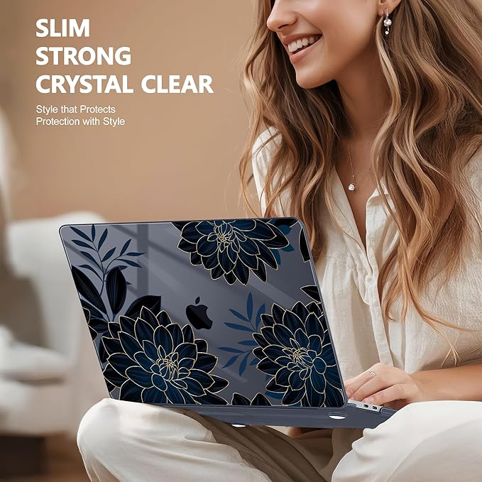 for MacBook Pro 16 inch Case 2019 2020 Release Model A2141, Plastic Hard Shell Cover with Keyboard Cover & Screen Protector for MacBook Pro 16 inch with Touch Bar & Touch ID, Flower Dahlia