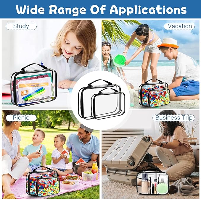 8 Pcs Toy Storage Bags, Clear PVC Zippered Organizing Bags with Handles, Travel Waterproof Organizer for Small Items Building Blocks Puzzle Board Games(13.2x9.4x2.4 In, 9x6.3x2.4 In)
