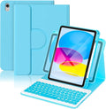 YBING Keyboard Case for iPad 10th Gen 10.9 inch(2022) & 11th Gen(A16, 2025), 360 Rotation Magnetic Cover with 7-Color Backlit Wireless Detachable Keypad with Pencil Holder for iPad 11th/10 Gen (Blue)