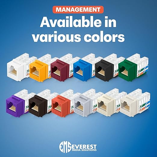 Everest 90° Angled RJ45 Cat6 Keystone Jacks 20-Pack in White - Slim Profile Female RJ45 Connectors - Cat 6 Keystone Jack - Compatible with 90° Angled Speed Termination Tool - easyJACK (B094WB91H3)