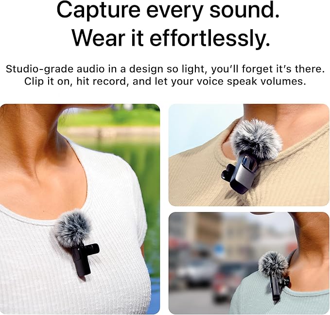 Mini Mic Pro (Latest Model - Wireless Microphone for iPhone, iPad, Android, Lavalier Microphone for Video Recording - iPhone Mic Crystal Clear Recording with USB-C (with Charging Case)