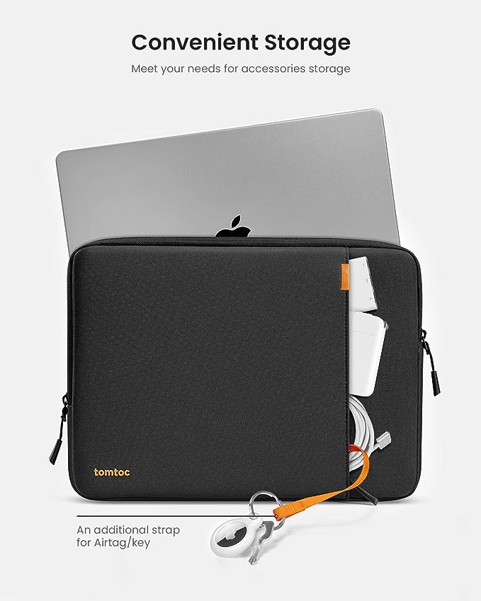 tomtoc 360° Protective Laptop Sleeve for 15-inch MacBook Air M4/A3241 2025, M3/A3114 2024, M2/A2941 2023, 15-inch MacBook Pro A1990 A1707, Dell XPS 15 Plus Laptop, Water-Resistant Computer Case Bag