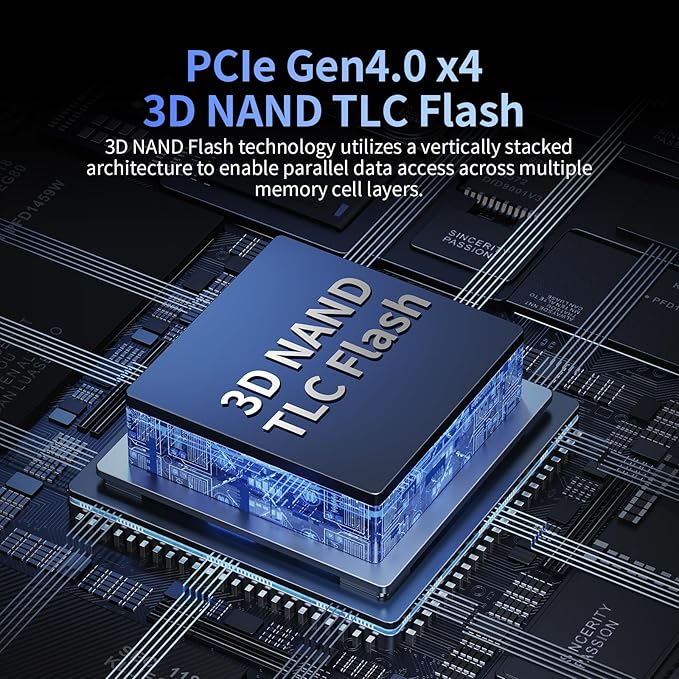 1TB SSD NVMe M.2 2280 PCIe Gen4 x4 Internal Solid State Drive - Up to 5000MB/s, 1TB SSD PS5 Dynamic SLC Cache, PS5 Compatible for Gaming PC Laptop(EN705)