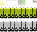 Thumb Drive 16GB FAT32 USB Flash Drives 20 Pack 16 GB USB 2.0 Jump Drives Multipack Flash Memory Stick Zip Drive Pendrive 20Pack with 20PCS Lanyards Label (Green Sliver 16gig)