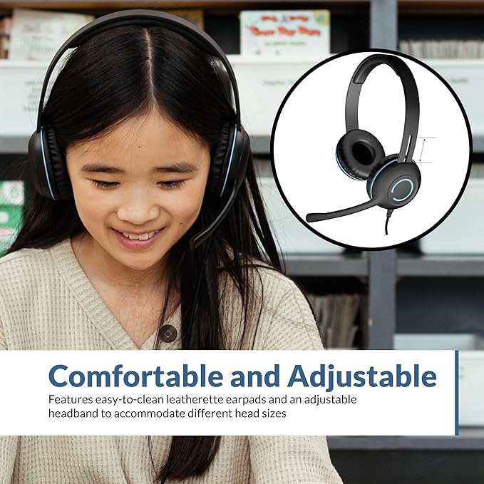 Cyber Acoustics USB Stereo Headset (AC-5008-20) – Durable, Crisp, and Clear Communication in Classrooms and at Home - 20 Pack